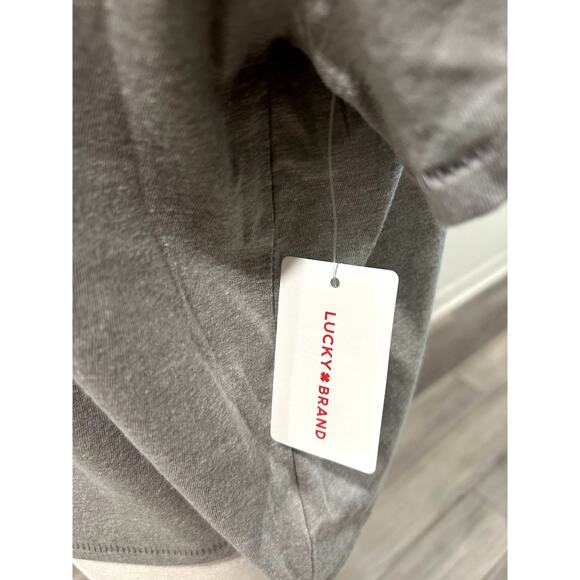 Lucky Brand Womens Cropped T-Shirt Tee Here Comes The Sun Size Medium Gray New - Picture 5 of 6